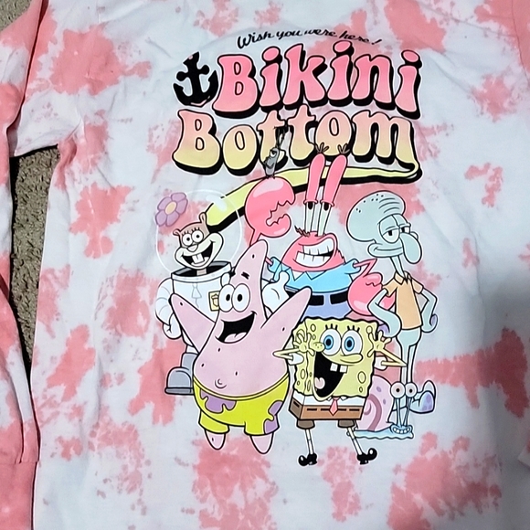 Mens SpongeBob Squarepants Long Sleeve Tie Dye Graphic T-Shirt | Size:S - Picture 3 of 3